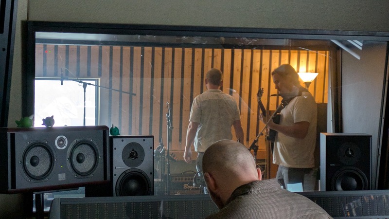 Jay Aaron, tuning up in Narwal Studio as they get ready to record 'Around You'